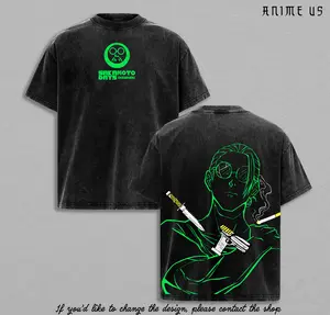 Sakamoto Days Anime Shirt Assassin Streetwear Vintage Washed Oversized Graphic Tee Minimal Neon Line Art Unisex