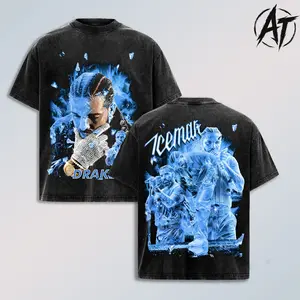 Drake Iceman 2026 Album Graphic Tee, Vintage Washed Hip Hop Rap Shirt, OVO Inspired Merch, Ice Cube Back Print T-Shirt, Y2K Streetwear Oversized Fit, Heavy Cotton Unisex Casual Fan Gift Apparel for Men Women