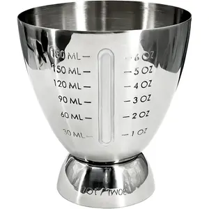 Cocktail Measuring Jigger for Bartending, 1 oz to 6 oz Stainless Steel Measuring Cup - Heavy Duty 18/8 Multi-Unit Shot Glass with Graduated Markings for Cocktail Mixing