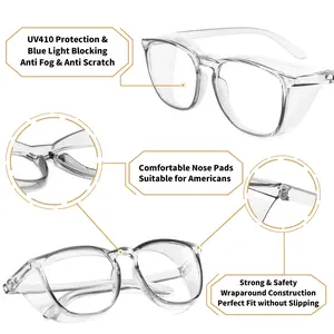 Safety Glasses Anti Fog Goggles Protective Eyewear Blue Light Blocking Anti Dust UV Protection Glasses For Men Women (Grey)