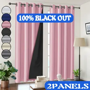 2 panels, 100% blackout privacy curtains, modern romantic minimalist style, polyester material with laminated lining, top-hole hanging, suitable for bedrooms, dining rooms, living rooms, kitchens, and balconies