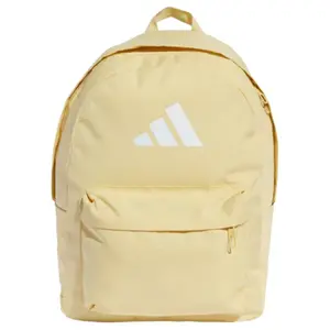 Adidas Solid Color Minimalist Logo Print Zipper Closure Recycled Polyester Backpack Large Unisex Couple Style Yellow