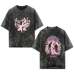 [EOVCAU]Men's Retro Melanie Martinez Portals Acid Wash Oversized Tee - Fairy Grunge Graphic T-Shirt，Alternative Pop Inspired Tee，Portals World Tour Graphic Tee, Streetwear Essential for Rock Lovers，Casual Short Sleeve Crew Neck T-Shirt For Summer