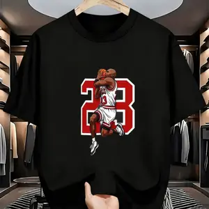 Classic Basketball Style Men's T-Shirt Michael Jordan Jumpman 23 Graphic Print Soft Cotton Fit Casual Wear Summer Gift For Sports Fans