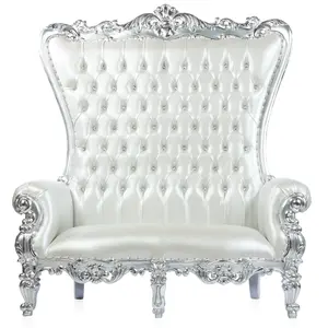 Fixed Back and Arm Silver, Silver Double Throne Chair for Modern Living, Handcraftedthrone