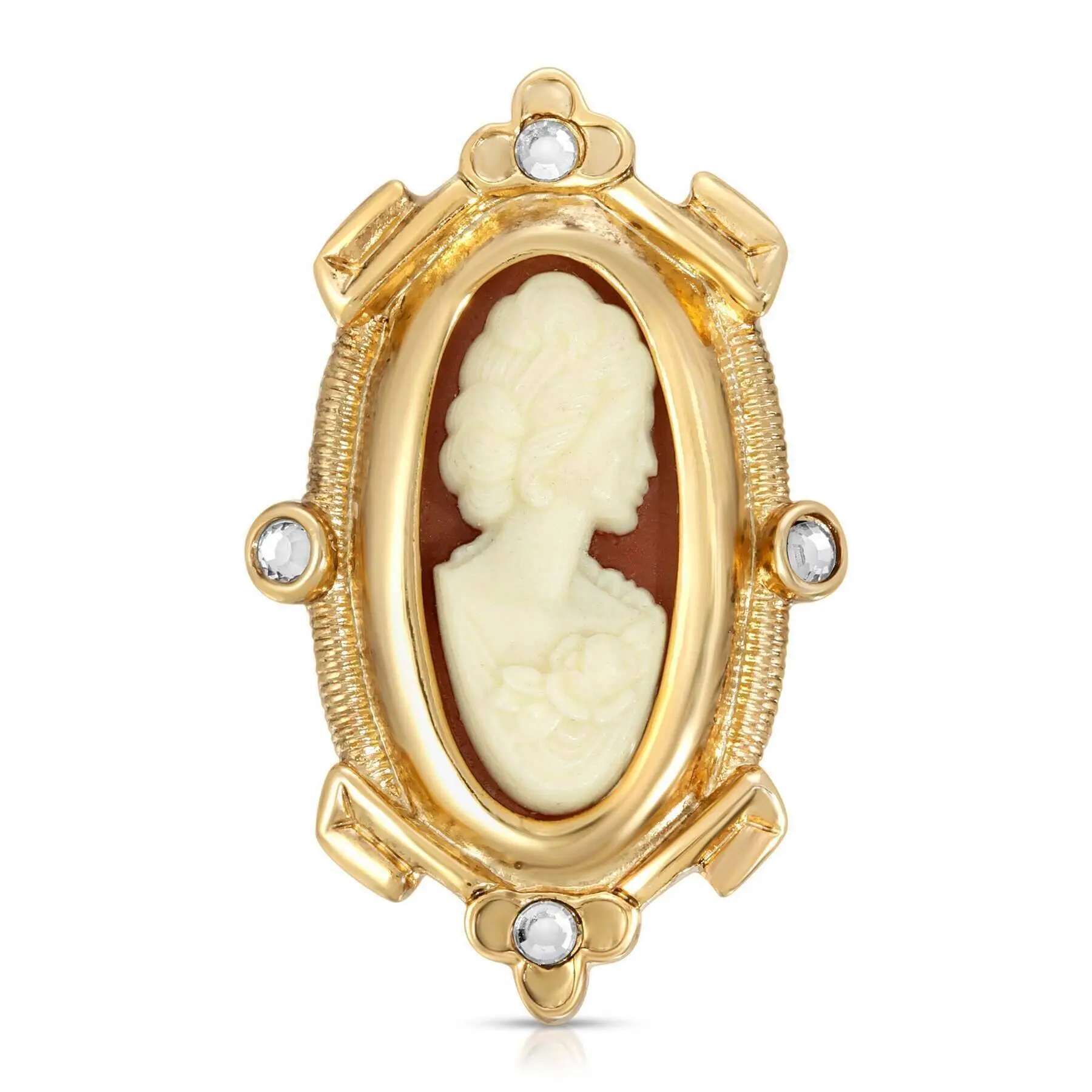 Women With Rose Carnelian Cameo Oval Pin
