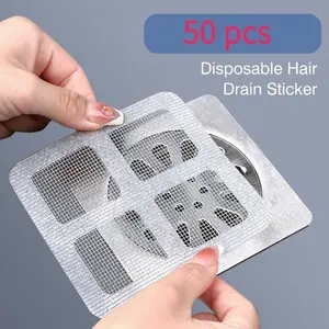 50pcs Disposable Bathroom Drain Strainer Mesh, Drain Protector, Hair Catcher for Shower Drains, Kitchen Sink, Human & Pet Hair Removal, Drain Covers, Stickers