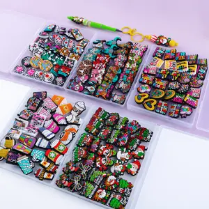 30PCS Focal Silicone Beads, Mama Teacher Animal Cup Christmas Series Silicone Focal Soft Beads for Beadable Pens Jewelry Making Braclets, DIY Crafts