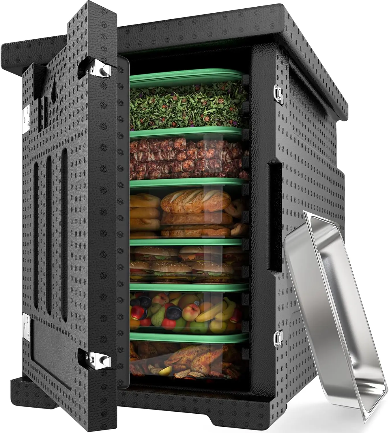 OEDRO EPP Insulated Food Pan Carrier, 95 Qt Hot Box for Catering w/Stainless Steel Pan, Catering Food Warmer for 6 Full-Size Pans for Restaurant Family Gathering, Lightweight, High Performance