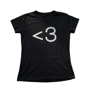 Pixel Heart Graphic baby tee , Y2k 2000s Women Short Sleeve Vintage Graphic Baby Tee