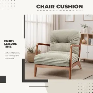 High Back Chair Cushion, Velvet Rocking Chair Cushion, 44x22x5 Inches Soft Seat Cushion for Indoor Furniture with Ties (Grey, Standard)