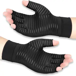 Sports Gloves, Breathable Glove, 1 Pair Copper Fingerless Gloves, Sports Support Gloves for Men and Women
