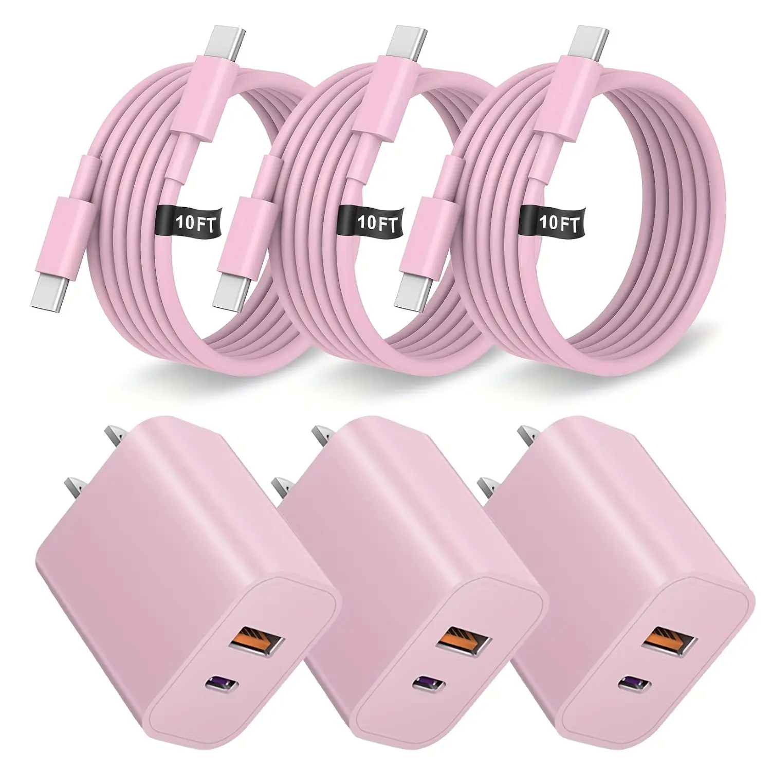 For iPhone 17 Charger Fast Charge,38W PD USB C+QC3.0 Dual USB A/C Port Wall Charger r Block with 10Ft USB C To USB C Cable  For IPhone 16/16 Plus/16 Pro/16 Pro Max/for iPhone 15/15 Pro Max