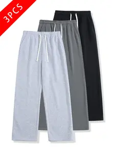 3-pack men’s casual athletic pants, loose straight cut, comfortable and breathable, knit versatile sweatpants, spring/summer/autumn styles