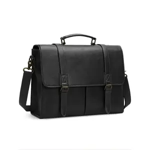 Men's Vintage   Briefcase, Large Capacity Shoulder Bag, Waterproof Laptop Bag, Office Work Business College Computer Bag, Strap