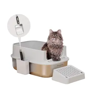 PawsPik Cat Stainless Steel XL Litter Box & Metal Scooper
