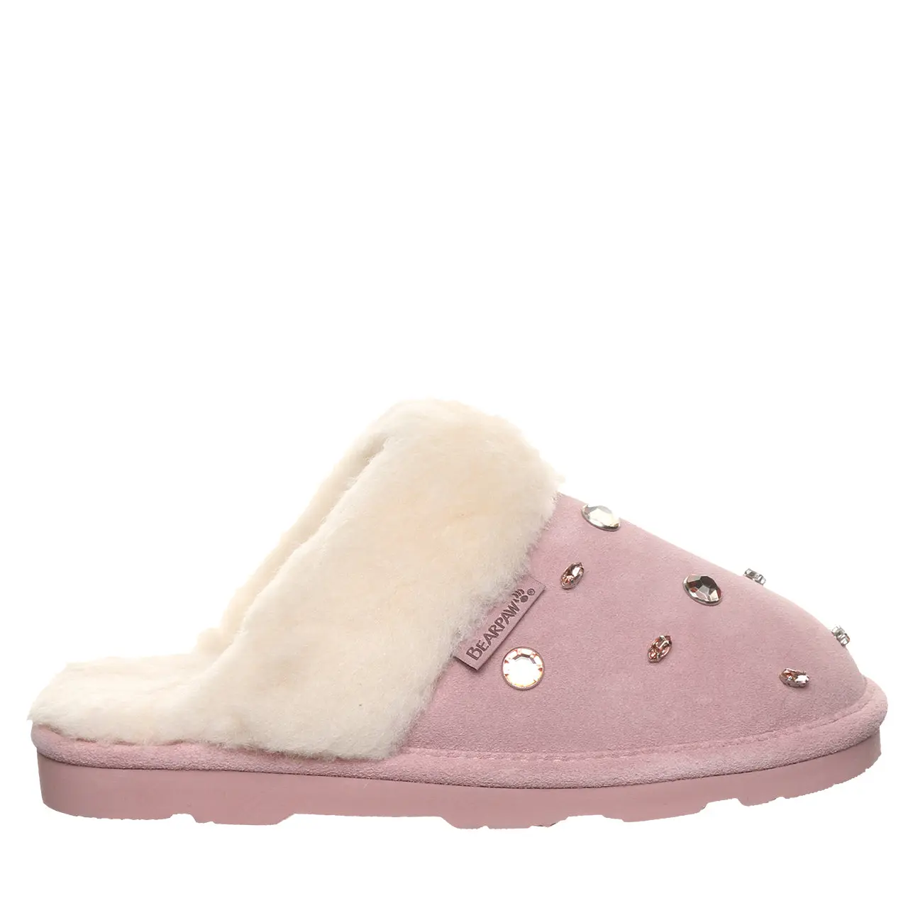BEARPAW Loki Nova Women's Bejeweled Fur Trim Slippers - Peony