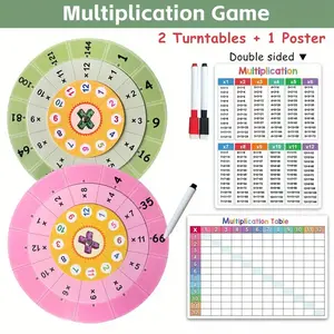 Math Multiplication Wheel Calculator, Reusable Erasable Rotating Teaching Aid, Math Learning Tools, Times Table Chart 1-12, Educational Toy for Kids