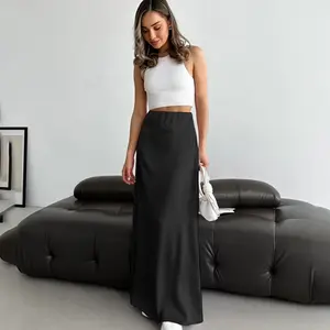 Fashion Black Versatile High-Waisted Skirt Niche Simple Slim Fit Long Skirt for Women Minimalist Slim Fit Versatile Soft Skin-Friendly Cool
