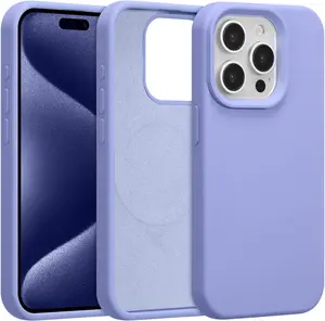 Magnetic cover for iPhone  13,14,15 Case 6.1" Premium Liquid Silicone Case Compatible with MagSafe Soft Anti-Scratch Microfiber Lining Slim Thin Shockproof Phone Cover Light Purple