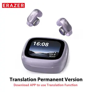 ERAZER XF28 Translation Earbuds Smart,LED Touchscreen, Clip on Earbuds Wireless, Long Endurance Bone Conduction Earbuds,High-Quality Sound Earbuds,Stereo Sounds Headphones,Free APP Fit IOS & Android Download App to Use Translation Function