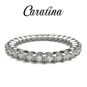 Caratina 1.0CT Round Cut 2.2mm Stackable Moissanite Eternity Ring in 925 Sterling Silver Engagement Bands for Women Birthday Christmas Mother’s Day Wedding Anniversary Gift