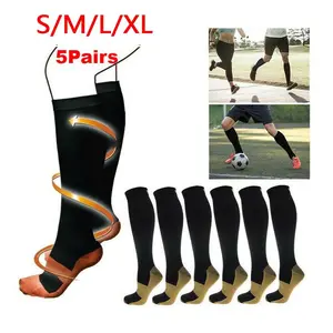 5 Pairs Copper Compression Socks 20-30mmHg Women/Men Graduated Support S-XXL