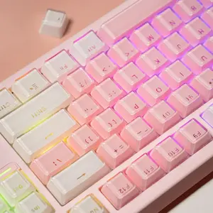 Keycaps - 104   Jelly White Keycaps Translucent Custom Keyboard Key Cap OEM Profile Cute Key caps for 60% 87%  Cherry Gateron Mx Mechanical Keyboard(104Keys)