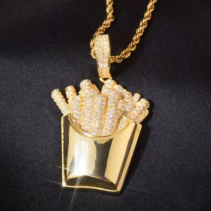 New Accessories Hip Hop Fries Diamond Pendant Necklace Niche Versatile Necklace Cybernetic Mechanical Hand