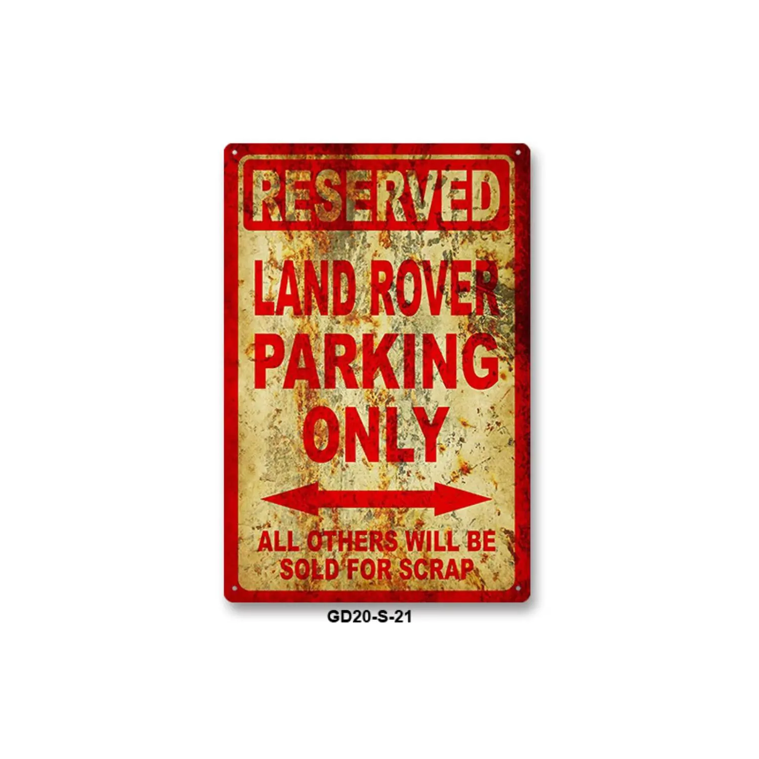 Land Rover Reserved Parking Sign Vintage Rustic Metal Poster for Garage Driveway Wall Art Humorous Gift Idea