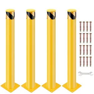 【GARVEE】Safety Bollard Post, 30 x 4.5 inch Steel Bollards, 4 Pack