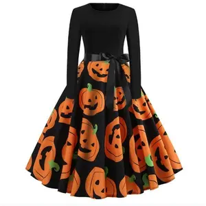 Halloween Halloween Pumpkin Plus Size Dresses Fall Cloth For Women