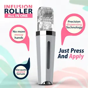 Derma Roller 0.25mm with Integrated Serum Reservoir for Hair, Beard, Face, and Skin - 140 Titanium Needles - Serum not Included