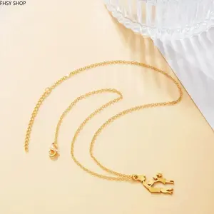 FHSY SHOP 14K Gold-Plated Mom & Kids Silhouette Family Necklace, Pendant for Mother’s Day, Birthday Sentimental Gifts
