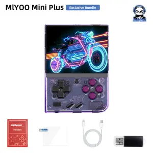 MIYOO Mini Plus Portable Retro Handheld Game Console V2 Mini+ IPS Screen Classic Video Game Console Linux System Children's Gift Transparent purple-64G