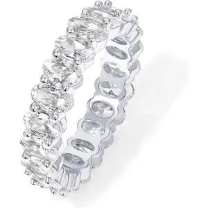 Gold Plated Rings - Oval Cubic Zirconia Love Ring and Eternity Ring - 5mm Stackable for Women