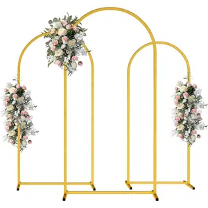 Wedding Arch-Backdrop-Stand Set of 3 (7.2FT 6.6FT 6FT) Gold Arch Stand for Birthday Baby Shower, Balloon Flower Arch Stand for Graduation Anniversary