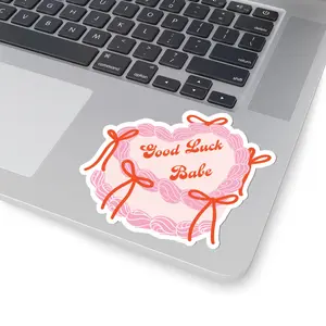Good Luck Babe Heart Cake Sticker, Pink Pony Club,  Cute Sticker Cool Stuff Lesbian Cutecore Aesthetic Laptop Tumbler Stickers