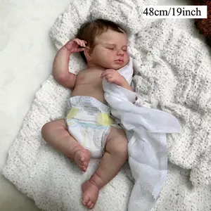 A complete set for the baby 48cm 19inch 3D-Painted Visible Veins Fully Soft Winnie Body Reborn Baby Doll Toy Sleeping Girl Doll Realistic Bath Toy Cute Birthday Gift - Rebornbabydoll