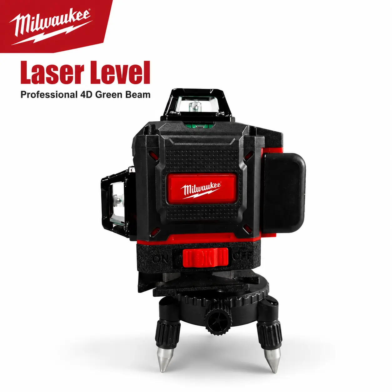 Milwaukee Green Laser Level Power Tool 360° 12/16 Lines 532nm Beam ±3° Self-Leveling IP54 Waterproof 25M Working Range Low Battery Indicator With Battery Charger Tripod And Carry Case For Construction Layout Tiling Framing Home Renovation