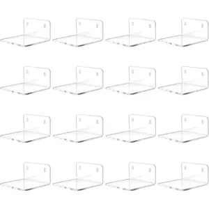 Mini Floating Shelf, 16 Pack - Clear, Modern Wall Shelf for Office, Bedroom, Living Room - Mounted Storage for Pop Figures, , Pictures