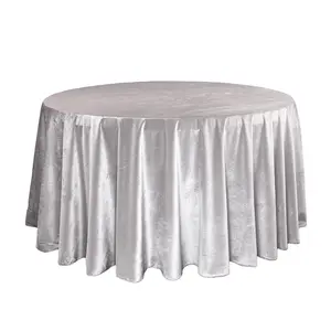 120 Inch Round Velvet Tablecloth Gray