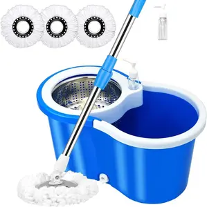 360° Spin Mop with Bucket – Home Cleaning Set with Wringer & Adjustable Handle Microfiber Industrial