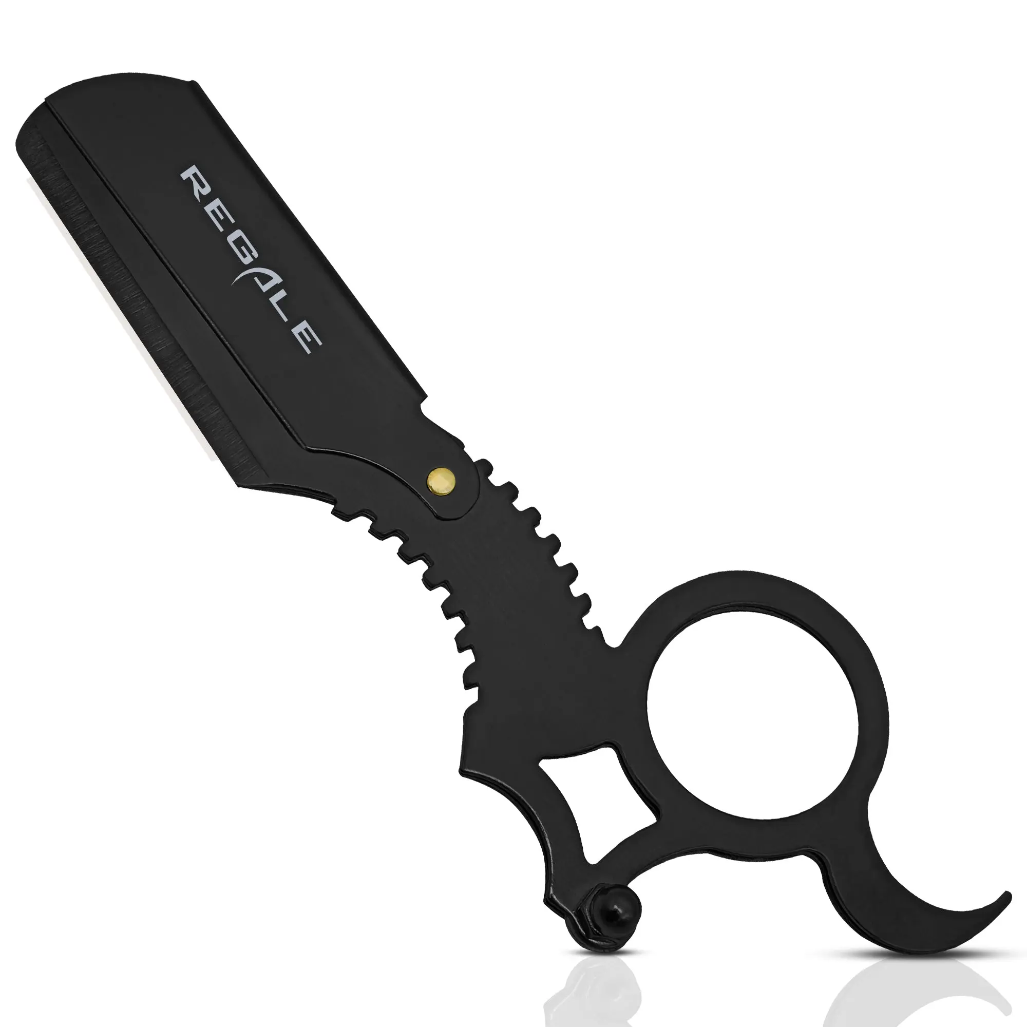 Regale Professional Finger Insert Straight Edge Barber Razor, Smooth, Handle, Shaver Razors, Shaving Tool, Barber Equipment, Stainless Steel, Barbershop, Precise Shave