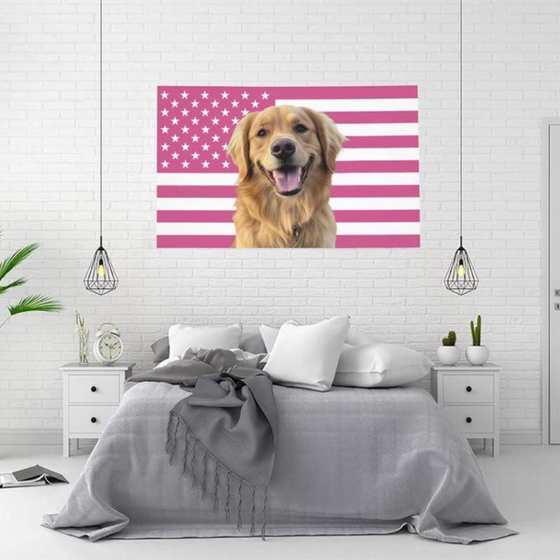 Eyesoul Custom Pink America Flag Personalized Flags Design Your Image Funny Tapestry Poster For Decorate Clubs Concerts Bars University Dormitories Living Rooms Bedrooms father's day gifts,gifts boyfriend,gifts for girl adults,gifts under Tree Boho Shabby
