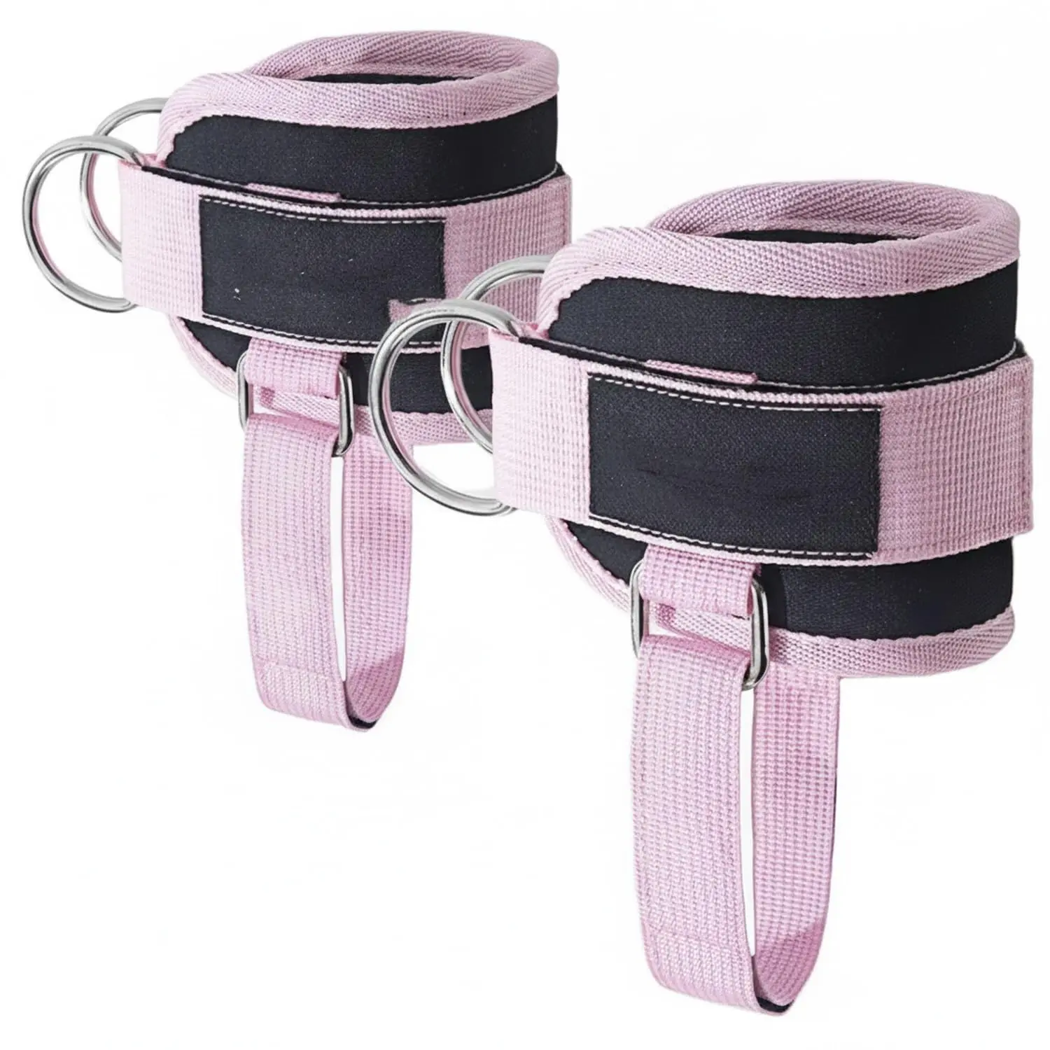 Unisex Exercise Ankle Straps for Cable Machine, Adjustable Functional Training Workout Accessories with Metal D-Ring Hooks for Leg Workouts (1 Pair)