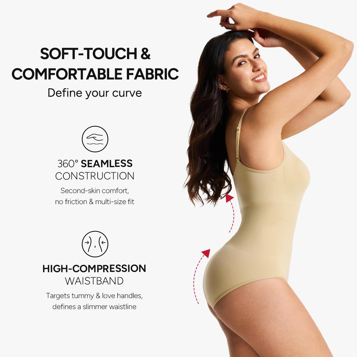 [MAX] Nebility Women's Seamless Vneck Shapewear - Basic Comfortable Sleeveless Camisole, Stretchy Bodysuit with Gentle Tummy Support, Minimalist Womenswear Compression TikTokShopBlackFriday