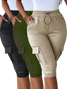 2026 3-Pack Cargo Shorts with Drawstring Waist and Side Pockets, Cropped Style