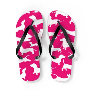 Pink Dachshund Weiner Dog Patterned Flip Flop Sandals