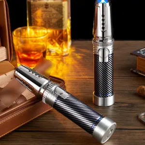 Portable Multifunctional Metal Torch Igniter, Windproof Dual Flame with Safety Lock, Refillable Design, Great for Candle, Kitchen, BBQ, Outdoor Camping, Decor Display, Ideal Daily Use & Gift Choice, Fuel Not Included